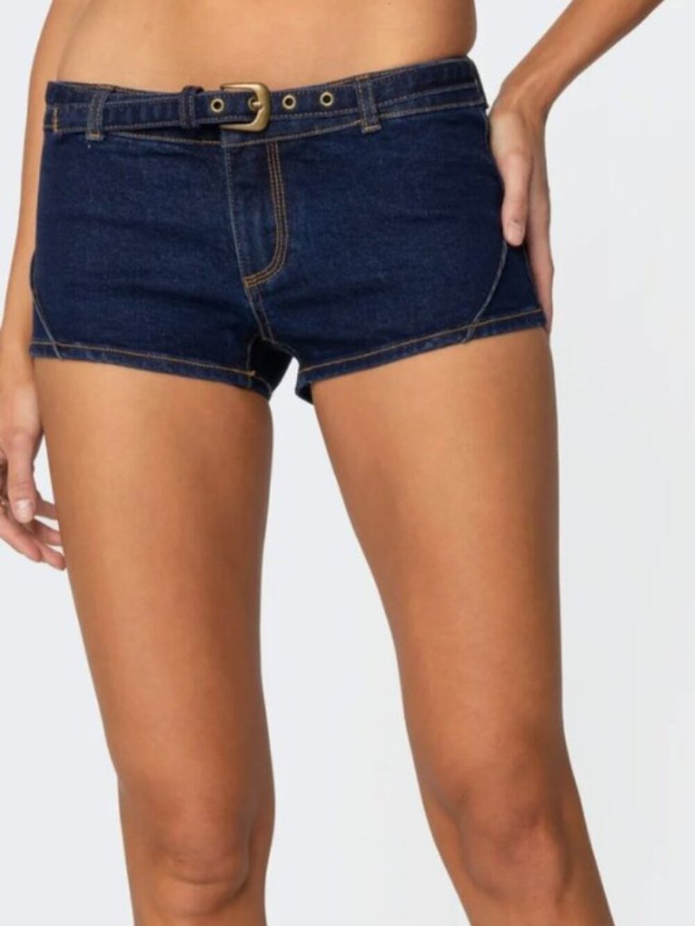 Edikted Dark Wash Low Rise Denim Micro Shorts NWT